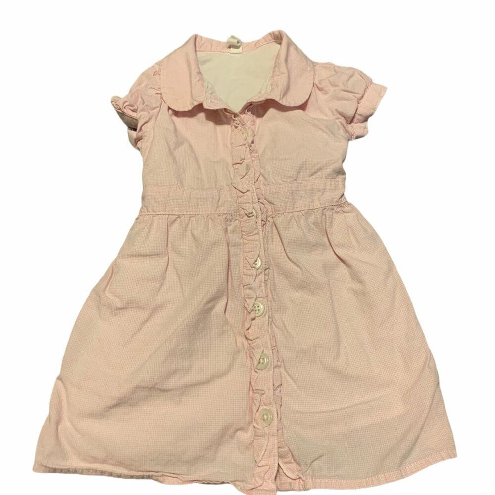 Old Navy Button Up Shirt Dress Pink Check 18-24M